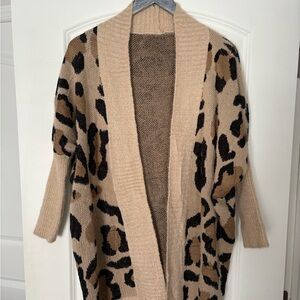 Amazon Essentials Tan and Black Leopard Cardigan